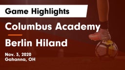 Columbus Academy  vs Berlin Hiland Game Highlights - Nov. 3, 2020