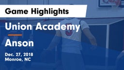 Union Academy  vs Anson Game Highlights - Dec. 27, 2018