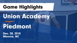 Union Academy  vs Piedmont Game Highlights - Dec. 28, 2018