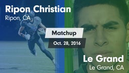 Matchup: Ripon Christian vs. Le Grand  2016