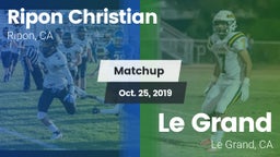Matchup: Ripon Christian vs. Le Grand  2019