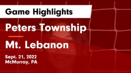 Peters Township  vs Mt. Lebanon  Game Highlights - Sept. 21, 2022
