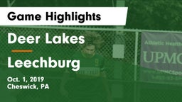 Deer Lakes  vs Leechburg Game Highlights - Oct. 1, 2019