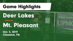 Deer Lakes  vs Mt. Pleasant Game Highlights - Oct. 3, 2019