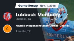 Recap: Lubbock Monterey  vs. Amarillo Independent School District- Caprock  2018