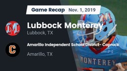 Recap: Lubbock Monterey  vs. Amarillo Independent School District- Caprock  2019