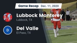 Recap: Lubbock Monterey  vs. Del Valle  2020