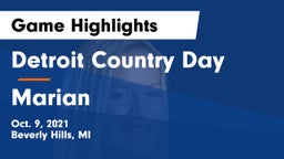 Detroit Country Day  vs Marian Game Highlights - Oct. 9, 2021