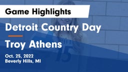 Detroit Country Day  vs Troy Athens Game Highlights - Oct. 25, 2022