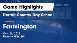 Detroit Country Day School vs Farmington  Game Highlights - Oct. 26, 2023