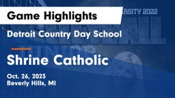 Detroit Country Day School vs Shrine Catholic  Game Highlights - Oct. 26, 2023