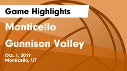 Monticello  vs Gunnison Valley  Game Highlights - Oct. 1, 2019