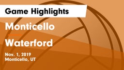 Monticello  vs Waterford Game Highlights - Nov. 1, 2019