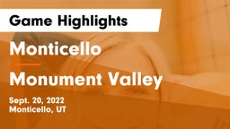 Monticello  vs Monument Valley Game Highlights - Sept. 20, 2022