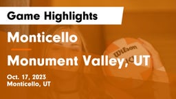 Monticello  vs Monument Valley, UT Game Highlights - Oct. 17, 2023