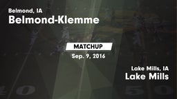 Matchup: Belmond-Klemme vs. Lake Mills  2016