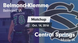 Matchup: Belmond-Klemme vs. Central Springs  2016