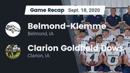 Recap: Belmond-Klemme  vs. Clarion Goldfield Dows  2020