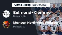 Recap: Belmond-Klemme  vs. Manson Northwest Webster  2021