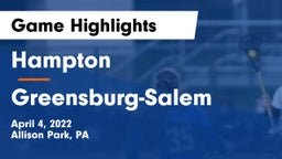Hampton  vs Greensburg-Salem  Game Highlights - April 4, 2022