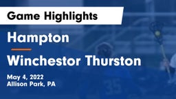 Hampton  vs Winchestor Thurston Game Highlights - May 4, 2022