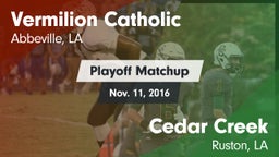 Matchup: Vermilion Catholic vs. Cedar Creek  2016
