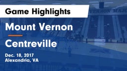 Mount Vernon   vs Centreville  Game Highlights - Dec. 18, 2017