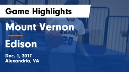Mount Vernon   vs Edison  Game Highlights - Dec. 1, 2017