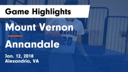 Mount Vernon   vs Annandale  Game Highlights - Jan. 12, 2018