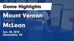 Mount Vernon   vs McLean  Game Highlights - Jan. 20, 2018
