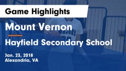 Mount Vernon   vs Hayfield Secondary School Game Highlights - Jan. 23, 2018