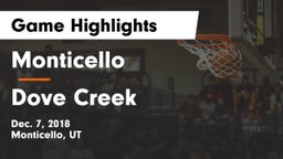 Monticello  vs Dove Creek  Game Highlights - Dec. 7, 2018