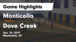 Monticello  vs Dove Creek  Game Highlights - Jan. 10, 2019