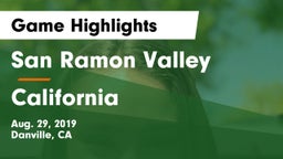 San Ramon Valley  vs California  Game Highlights - Aug. 29, 2019