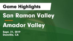 San Ramon Valley  vs Amador Valley  Game Highlights - Sept. 21, 2019