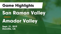 San Ramon Valley  vs Amador Valley  Game Highlights - Sept. 21, 2019