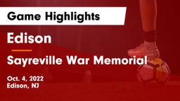 Edison  vs Sayreville War Memorial  Game Highlights - Oct. 4, 2022
