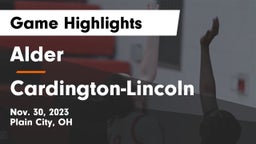 Alder  vs Cardington-Lincoln  Game Highlights - Nov. 30, 2023