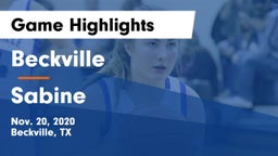 Beckville  vs Sabine  Game Highlights - Nov. 20, 2020