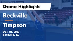 Beckville  vs Timpson  Game Highlights - Dec. 21, 2023