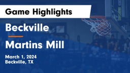 Beckville  vs Martins Mill  Game Highlights - March 1, 2024