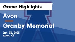 Avon  vs Granby Memorial  Game Highlights - Jan. 30, 2023