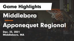 Middleboro  vs Apponequet Regional  Game Highlights - Dec. 23, 2021
