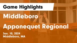 Middleboro  vs Apponequet Regional  Game Highlights - Jan. 10, 2024