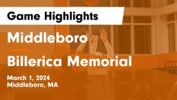 Middleboro  vs Billerica Memorial  Game Highlights - March 1, 2024