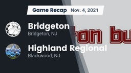 Recap: Bridgeton  vs. Highland Regional  2021