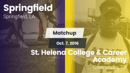 Matchup: Springfield vs. St. Helena College & Career Academy 2016
