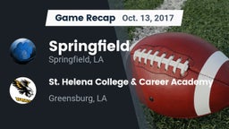 Recap: Springfield  vs. St. Helena College & Career Academy 2017