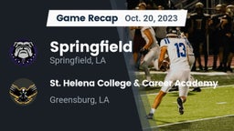 Recap: Springfield  vs. St. Helena College & Career Academy 2023