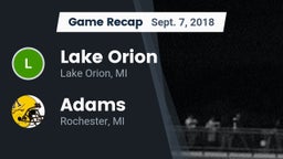 Recap: Lake Orion  vs. Adams  2018